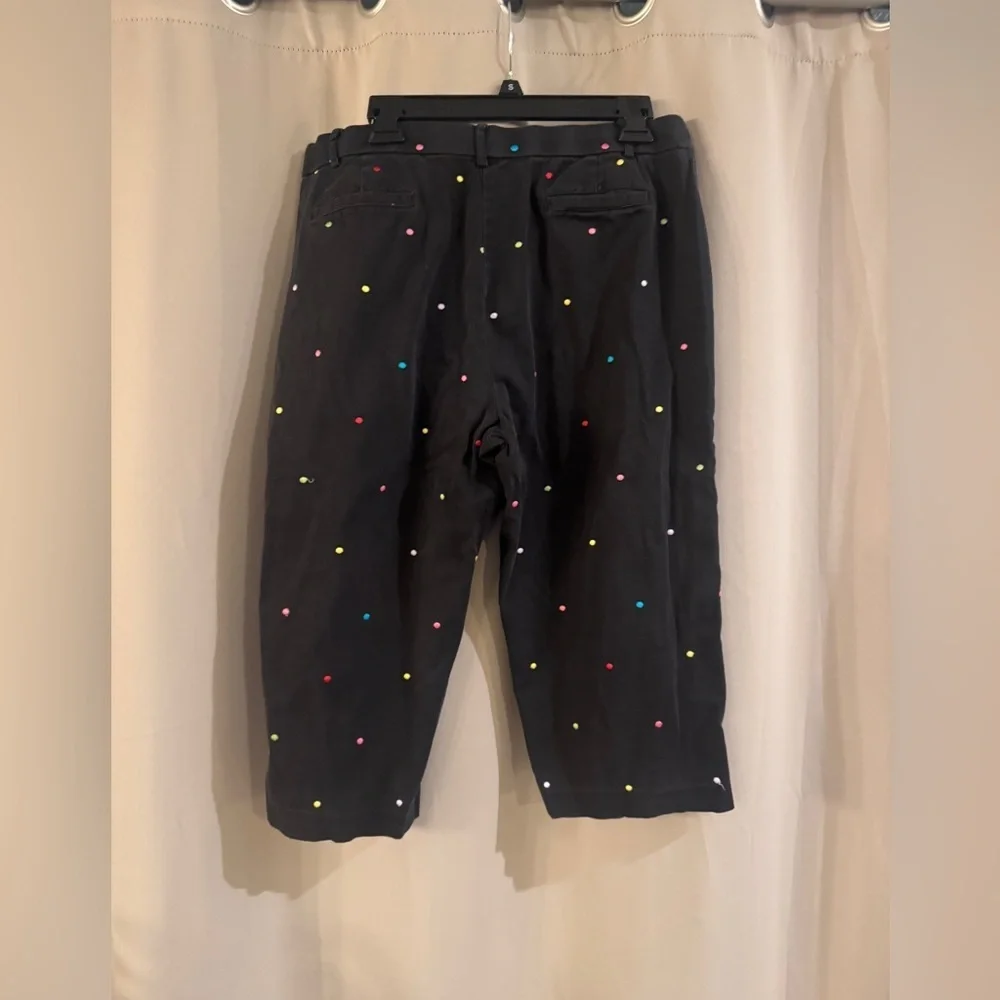 Briggs New York Black Capris with Colorful Polka Dots